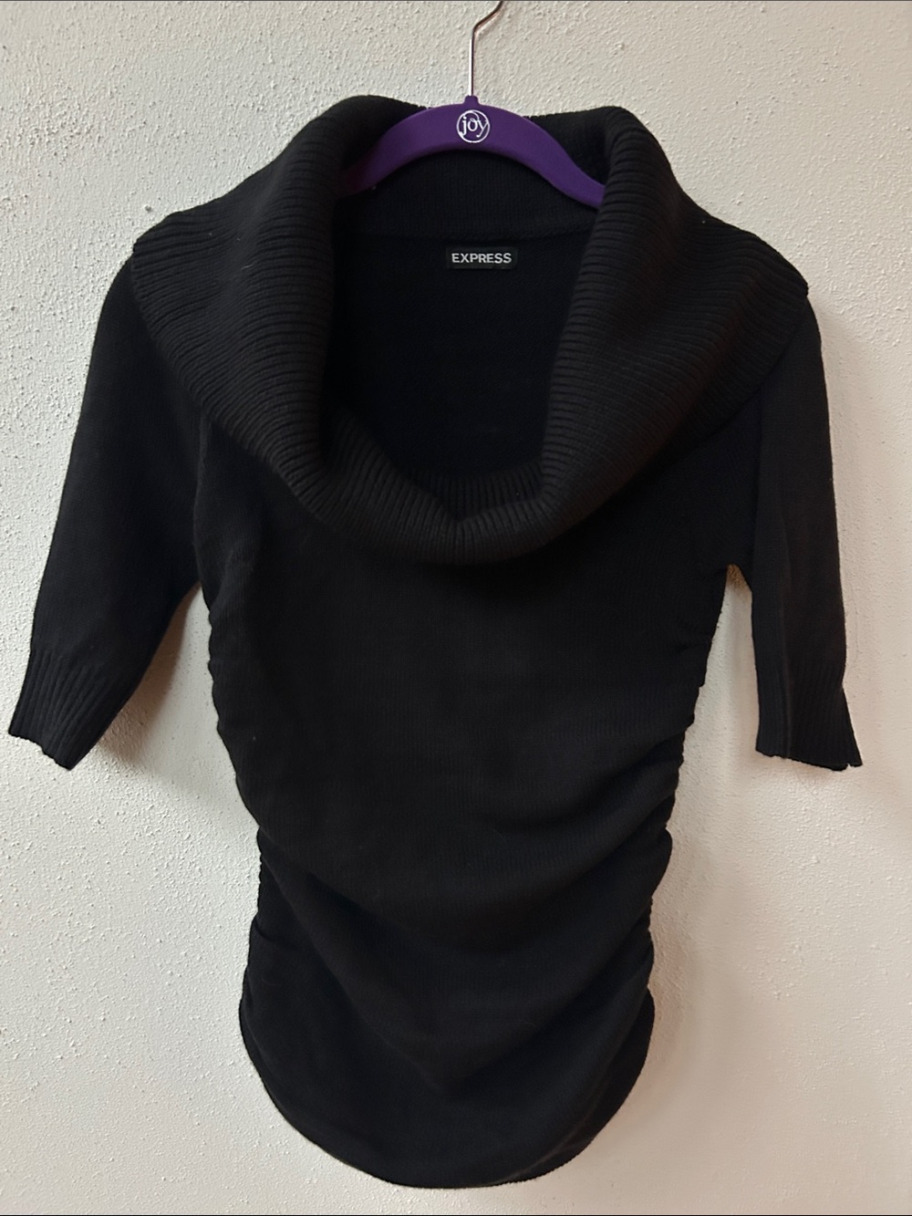 Express Black Cowl Neck 3/4 Sleeve Sweater